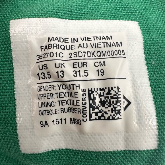 Converse Chuck Taylor All Star Hi 'Monochrome Bosphorus Green Big Kid Size 13.5 - Picture 12 of 13